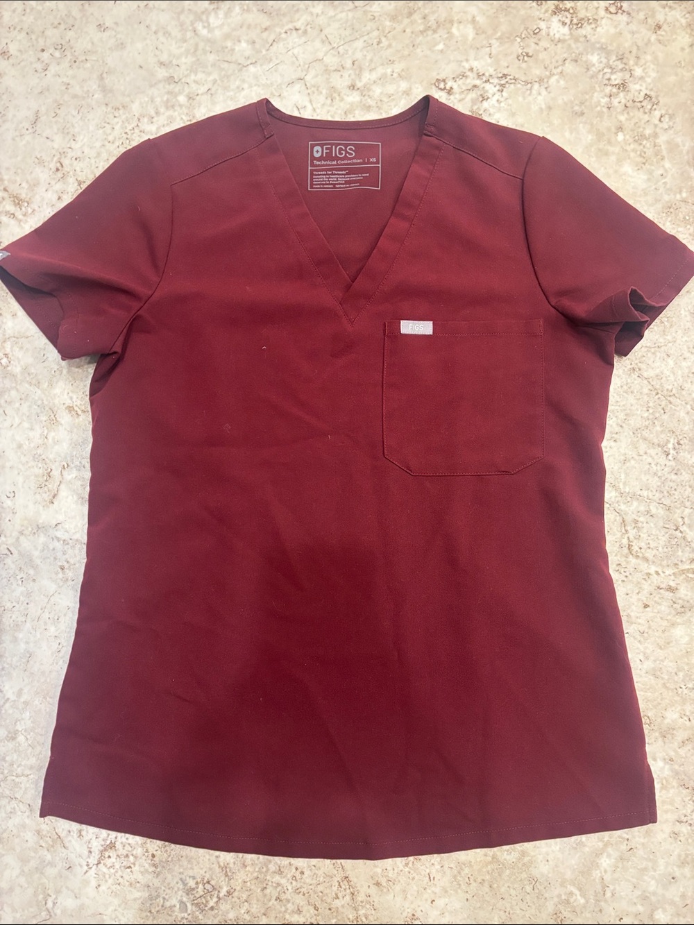 Figs Burgundy One Pocket Scrub Top